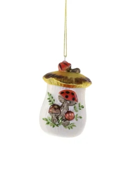 Hot The Jolly Christmas Shop Cody Foster 3.75" Mushroom Cookie Jar Glass Christmas Ornament GO-8983