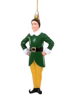 The Jolly Christmas Shop Cody Foster 7" Santa's Helper Buddy The Elf Glass Christmas Ornament GO-8728-S