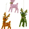Outlet The Jolly Christmas Shop Cody Foster 5" Set Of 3 Cheerful Deer Vintage Inspired Christmas Ornament RO-3324