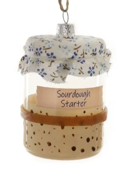 New The Jolly Christmas Shop Cody Foster 3.5" Sourdough Starter Glass Christmas Ornament GO-8050