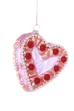 Best The Jolly Christmas Shop Cody Foster 4.5" Vintage Heart Shaped Cake Glass Christmas Ornament GL-518