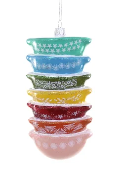 Sale The Jolly Christmas Shop Cody Foster 5.5" Vintage Inspired Stacked Rainbow Mixing Bowl Pyrex Glass Christmas Ornament GL-665