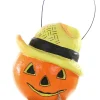 Clearance The Jolly Christmas Shop Cody Foster 8.5" Vintage Inspired Pumpkin Scarecrow Halloween Candy Bucket PM-264