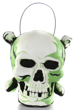 Best The Jolly Christmas Shop Cody Foster 10" Vintage Inspired Skull With Cross Bones Halloween Candy Bucket PM-265