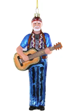 Hot The Jolly Christmas Shop Cody Foster 7" Willie Nelson Glass Christmas Ornament GO-9778