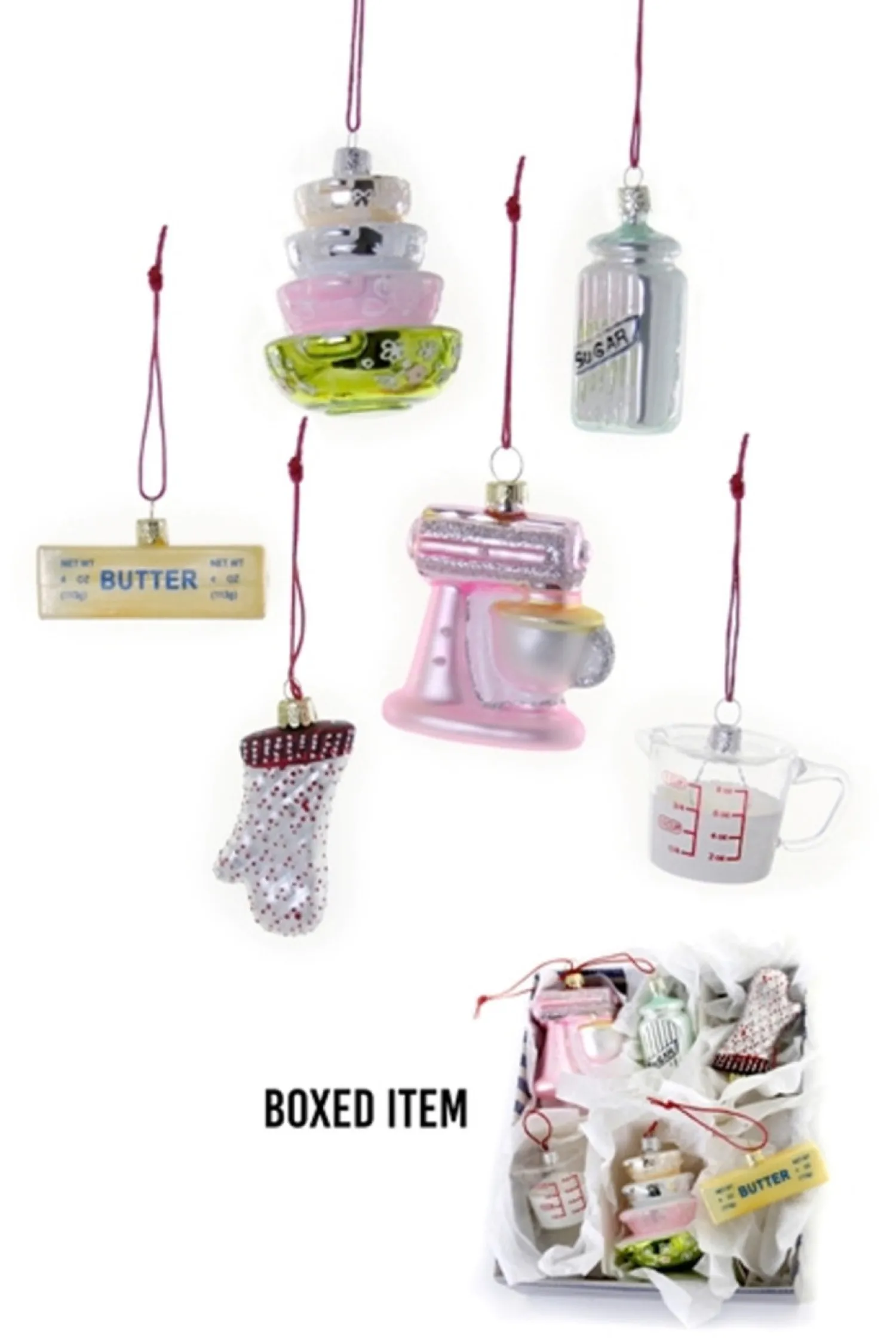 Outlet The Jolly Christmas Shop Cody Foster Set Of 6 Vintage Kitchen Items Glass Christmas Ornaments GO-6929