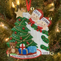Sale The Jolly Christmas Shop Couple Around The Christmas Tree Personalized Ornament OR1789-2