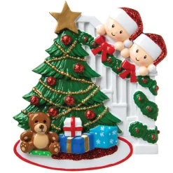 Sale The Jolly Christmas Shop Couple Around The Christmas Tree Personalized Ornament OR1789-2