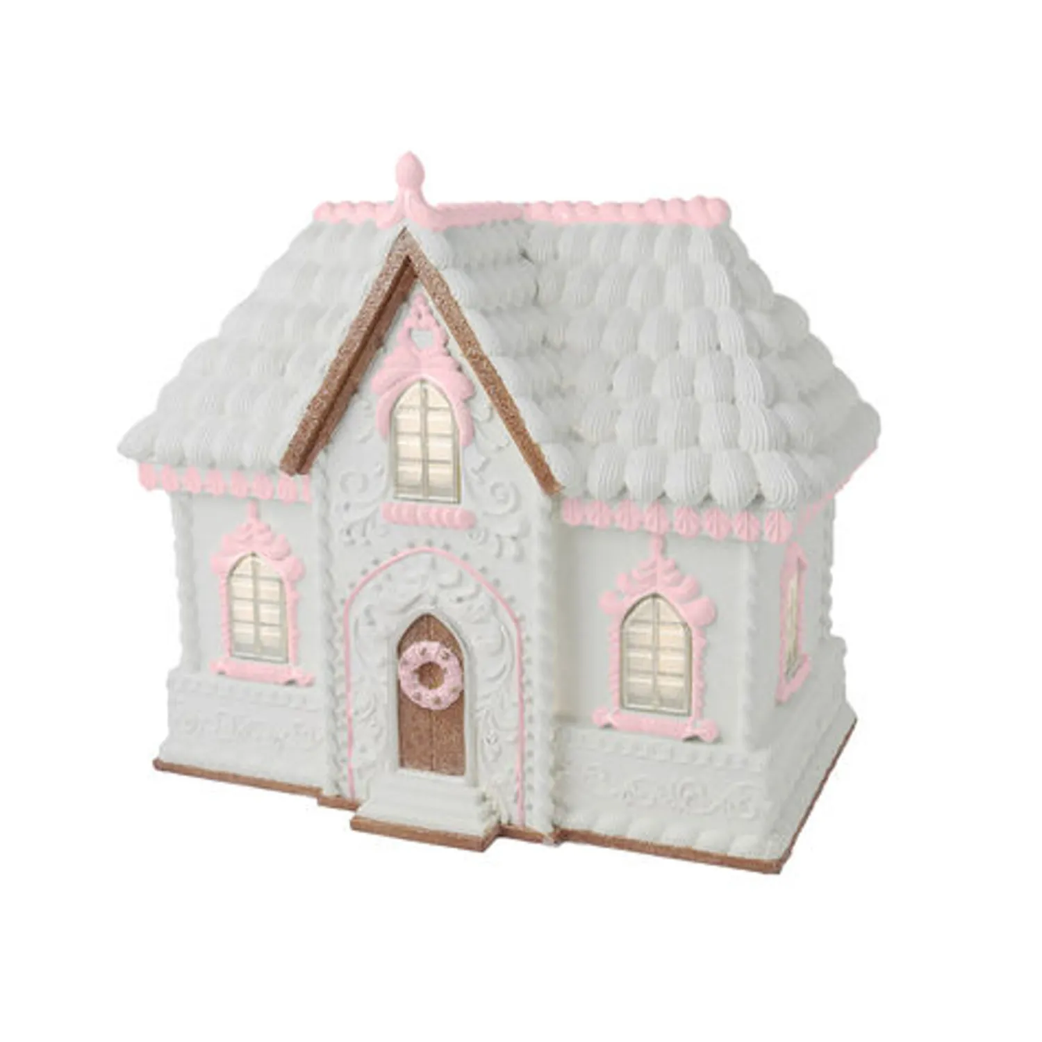 Outlet The Jolly Christmas Shop December Diamonds 16" Large Pink And White Gingerbread House Christmas Decoration 29-29612