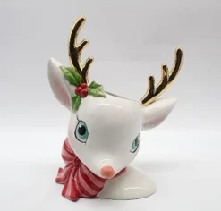 New The Jolly Christmas Shop December Diamonds 11.75" Retro Deer Head Vase Christmas Decoration 29-29281