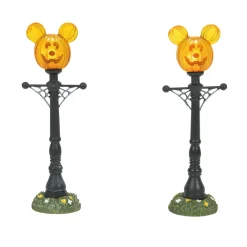 New The Jolly Christmas Shop Department 56 Disney's Halloween Village Mickey's Pumpkintown Street Lights 6007730