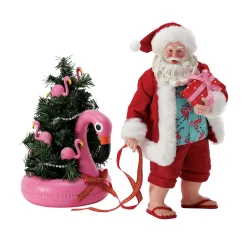 Best The Jolly Christmas Shop Department 56 Possible Dreams Santa Flamingo Float Figure 6014785