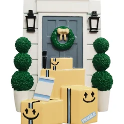 Sale The Jolly Christmas Shop Door With Wreath And Packages Personalized Christmas Ornament OR2299