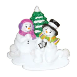 Best The Jolly Christmas Shop Engagement Snow Couple Personalized Christmas Ornament OR920