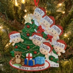New The Jolly Christmas Shop Family Of 7 Around The Christmas Tree Personalized Ornament OR1789-7