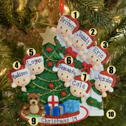 Discount The Jolly Christmas Shop Family Of 8 Around The Christmas Tree Personalized Ornament OR1789-8