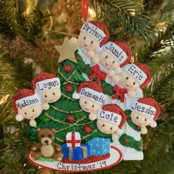 Discount The Jolly Christmas Shop Family Of 8 Around The Christmas Tree Personalized Ornament OR1789-8