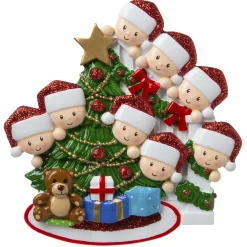 Discount The Jolly Christmas Shop Family Of 8 Around The Christmas Tree Personalized Ornament OR1789-8