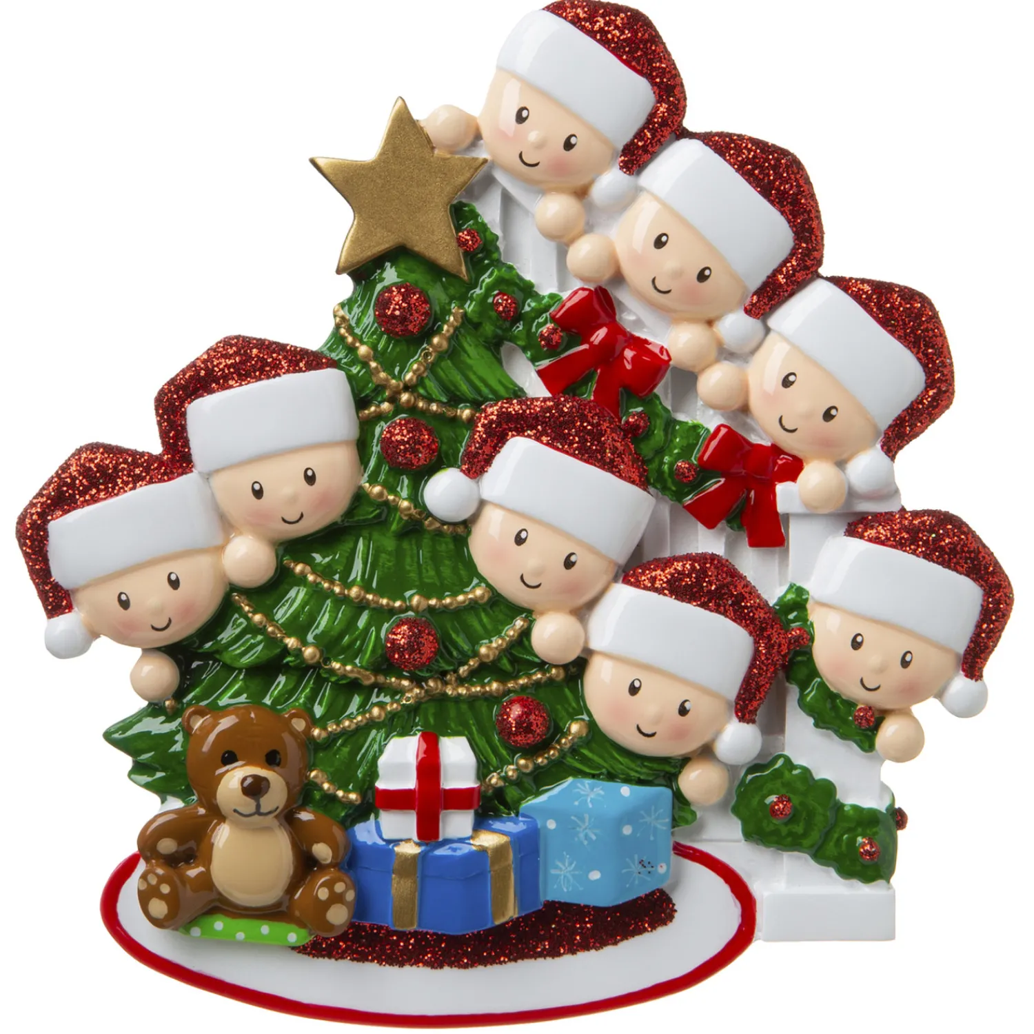 Discount The Jolly Christmas Shop Family Of 8 Around The Christmas Tree Personalized Ornament OR1789-8