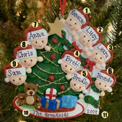 Sale The Jolly Christmas Shop Family Of 9 Around The Christmas Tree Personalized Ornament OR1789-9