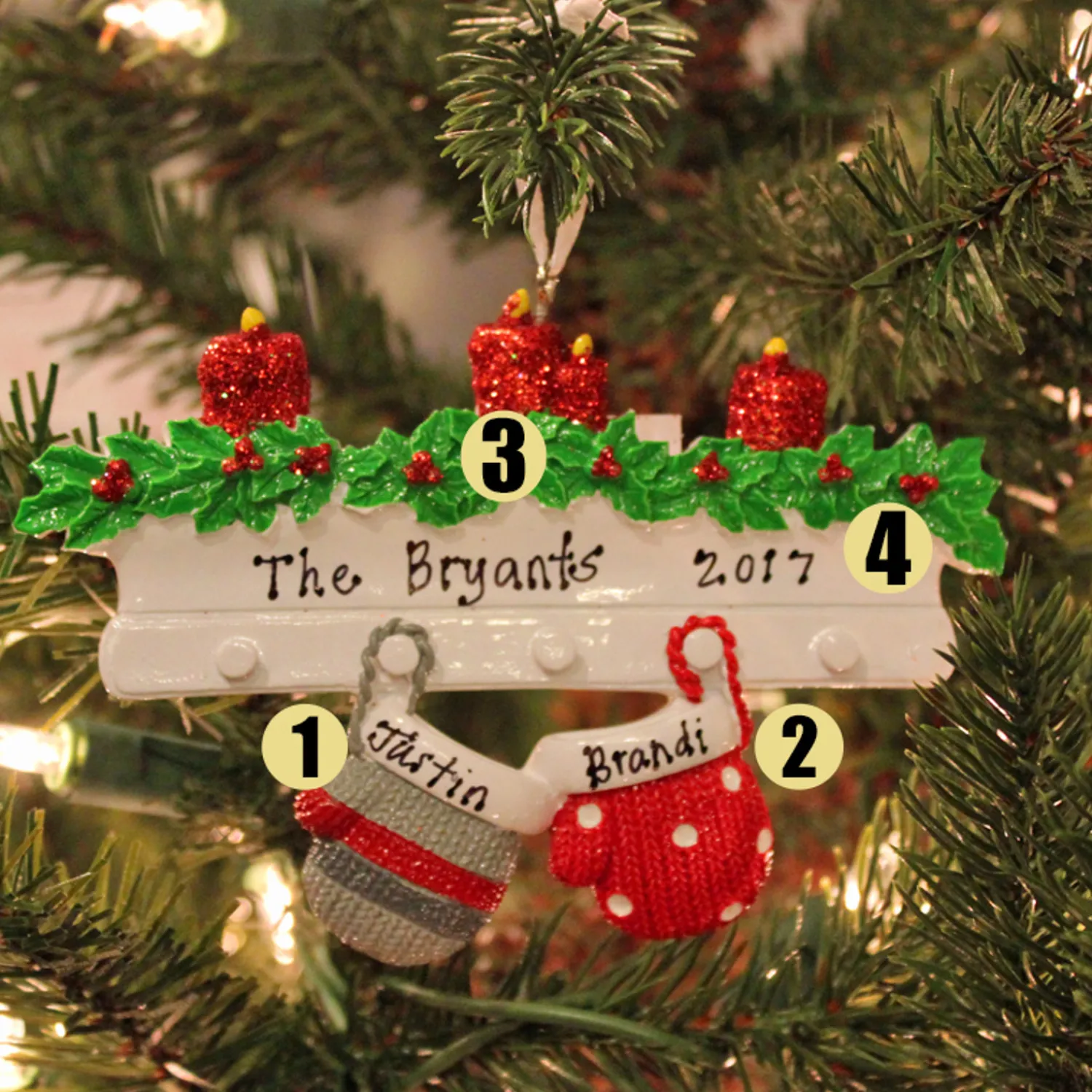 Discount The Jolly Christmas Shop Family Personalized Christmas Ornament With 2 Mittens
