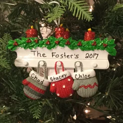 Outlet The Jolly Christmas Shop Family Personalized Christmas Ornament With 3 Mittens