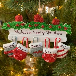 Online The Jolly Christmas Shop Family Personalized Christmas Ornament With 5 Mittens