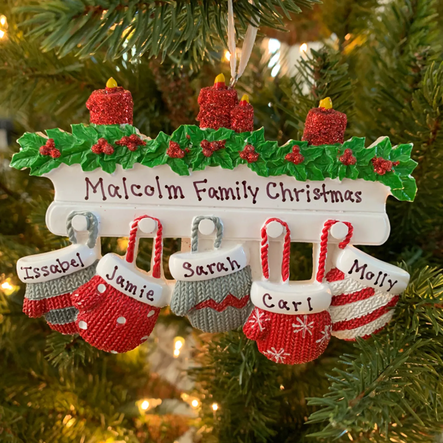 Online The Jolly Christmas Shop Family Personalized Christmas Ornament With 5 Mittens