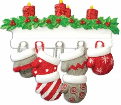The Jolly Christmas Shop Family Personalized Christmas Ornament With 6 Mittens