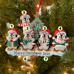 Hot The Jolly Christmas Shop Family Personalized Christmas Ornament With 5 Penguins
