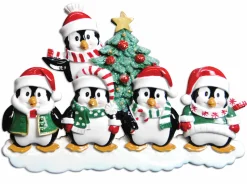 Hot The Jolly Christmas Shop Family Personalized Christmas Ornament With 5 Penguins