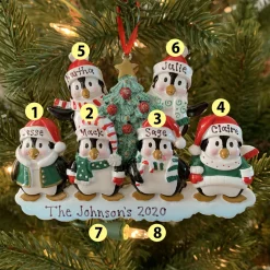 Discount The Jolly Christmas Shop Family Personalized Christmas Ornament With 6 Penguins