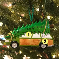 Best The Jolly Christmas Shop Family Station Wagon With Tree Personalized Christmas Ornament OR1565