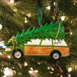 Best The Jolly Christmas Shop Family Station Wagon With Tree Personalized Christmas Ornament OR1565