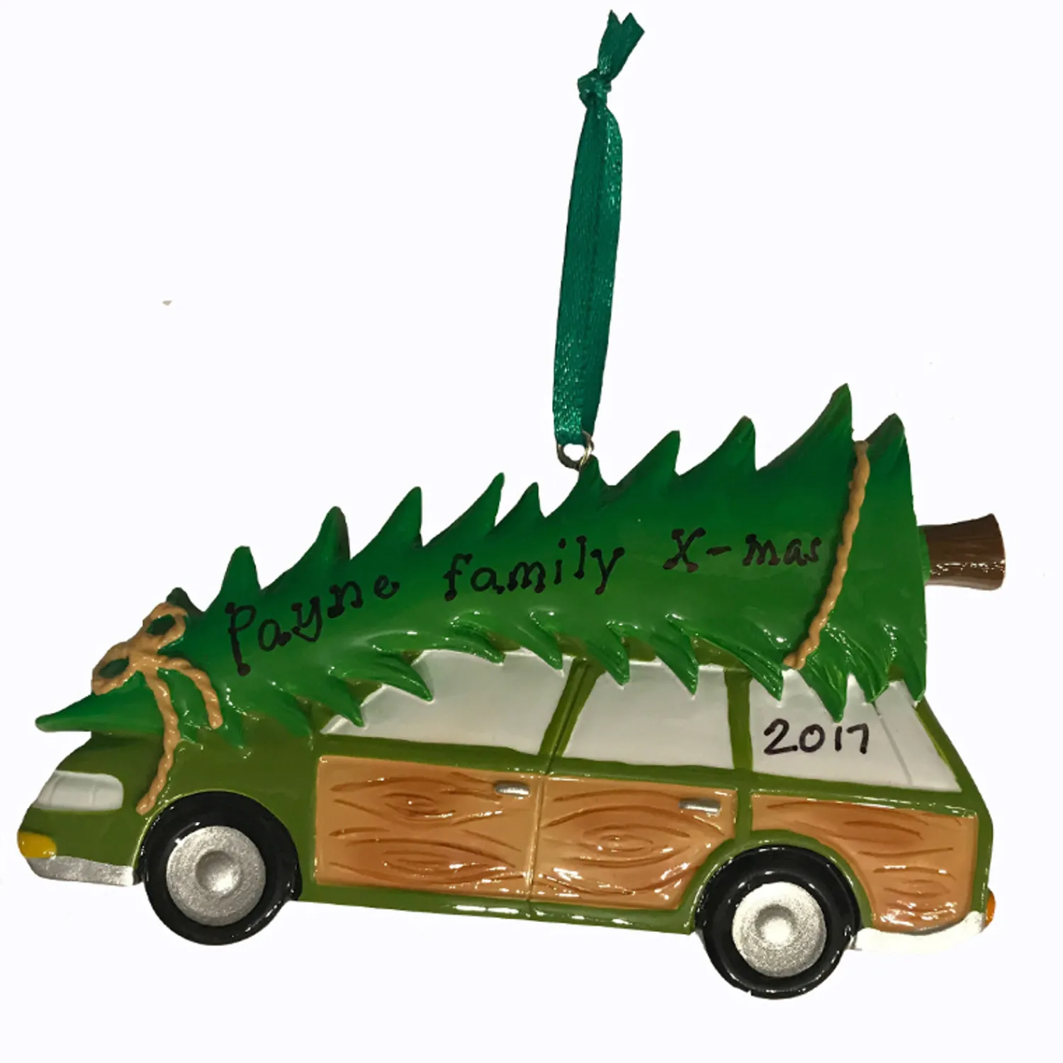 Best The Jolly Christmas Shop Family Station Wagon With Tree Personalized Christmas Ornament OR1565