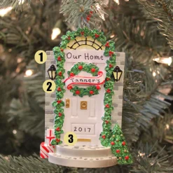 The Jolly Christmas Shop Front Door With Steps Personalized Christmas Ornament