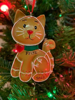 Clearance The Jolly Christmas Shop Gingerbread Cat Personalized Christmas Ornament OR1221