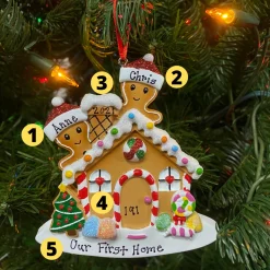 New The Jolly Christmas Shop Gingerbread House Couple Personalized Christmas Ornament OR1872-2