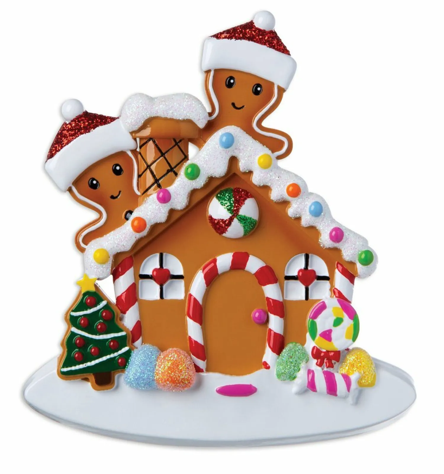 New The Jolly Christmas Shop Gingerbread House Couple Personalized Christmas Ornament OR1872-2