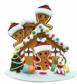 Hot The Jolly Christmas Shop Gingerbread House Family Of 3 Personalized Christmas Ornament OR1872-3