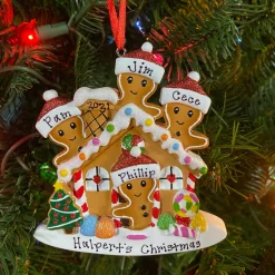 The Jolly Christmas Shop Gingerbread House Family Of 4 Personalized Christmas Ornament OR1872-4