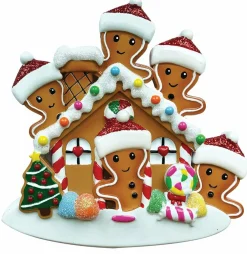 Sale The Jolly Christmas Shop Gingerbread House Family Of 5 Personalized Christmas Ornament OR1872-5
