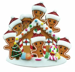 Discount The Jolly Christmas Shop Gingerbread House Family Of 6 Personalized Christmas Ornament OR1872-6