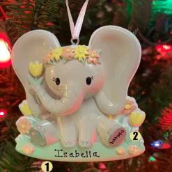 New The Jolly Christmas Shop Girl Baby Elephant Personalized Christmas Ornament OR2361-F