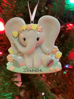 New The Jolly Christmas Shop Girl Baby Elephant Personalized Christmas Ornament OR2361-F