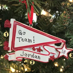 Clearance The Jolly Christmas Shop Glittered Red Sports Pennant Personalized Christmas Ornament OR1558-RD