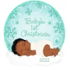 Outlet The Jolly Christmas Shop Hallmark 3" African American Mahogany Baby's First Christmas Dated 2022 Ornament 1HDA1588