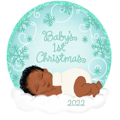 Outlet The Jolly Christmas Shop Hallmark 3" African American Mahogany Baby's First Christmas Dated 2022 Ornament 1HDA1588