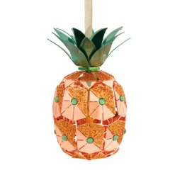 The Jolly Christmas Shop Hallmark 4" Copper And Green Faceted Pineapple Christmas Ornament 1HDL2146