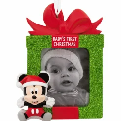 Best The Jolly Christmas Shop Hallmark 3" Mickey Baby's First Christmas Photo Holder Personalized Ornament 3HCM0996